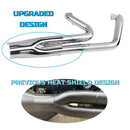 SHARKROAD Torched Chrome 2 Into 1 Exhaust for Harley Touring 95-16 Deep Rumble