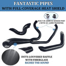 SHARKROAD Black 2 into 1 Exhaust for Harley Softail Exhaust 1985-2017 Models Power Improving