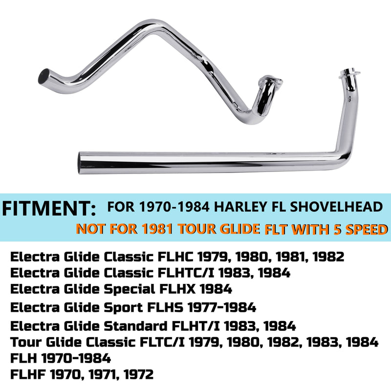 True Dual Headers for Harley Shovelhead Exhaust FL 70-84, Not for 81 FLT 5 Speed