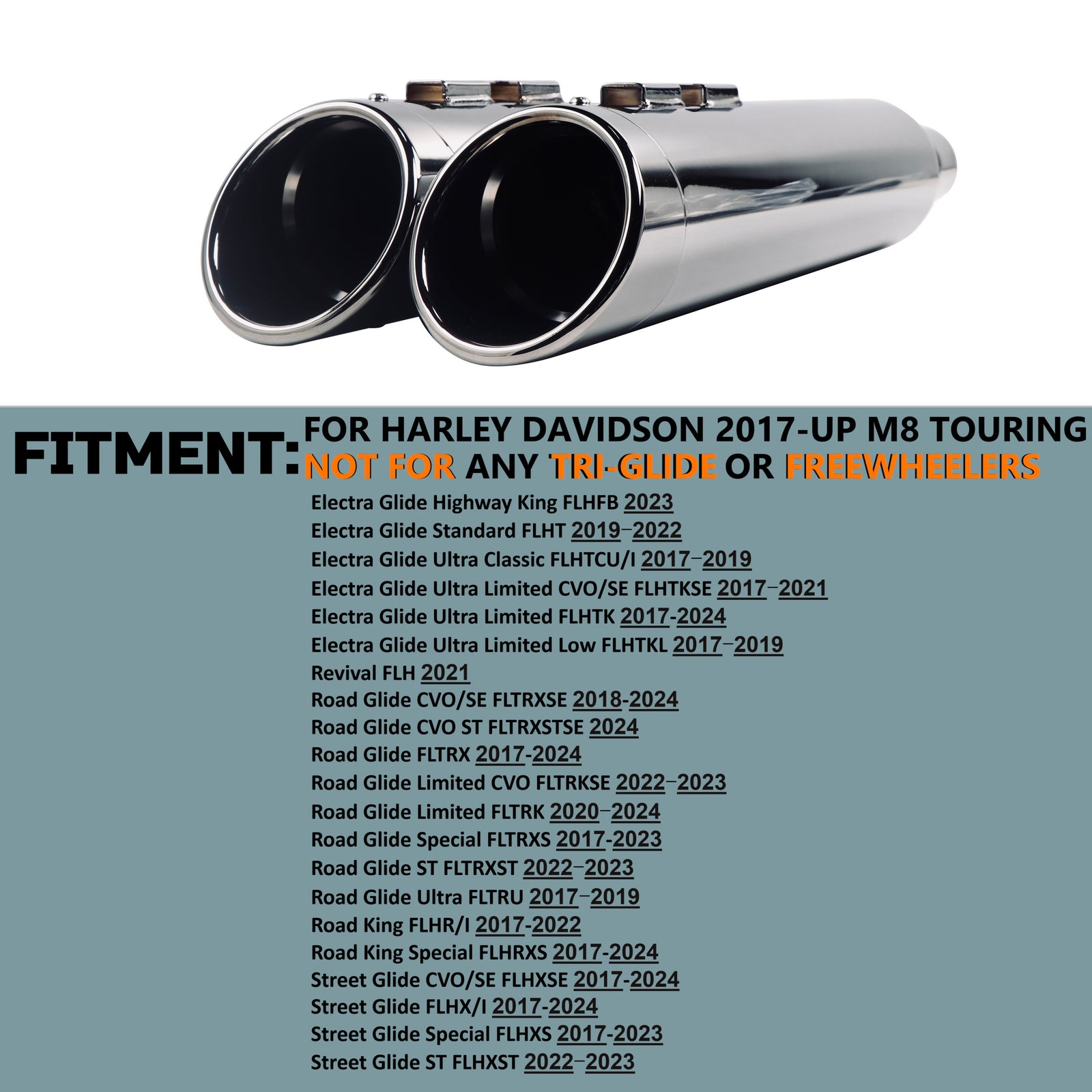4 Megaphone Slip-on Mufflers Exhaust Pipes For Harley Touring Models 1995 2016 Xf2906315 03 P00267p1
