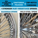 21*3.5'' Wheels for 2000-2007 Touring Stainless Steel Spokes Front Dual Disc