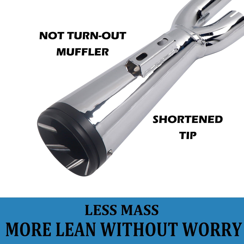 Sharkroad Chrome 2-Into-1 Exhaust System for 17-UP Harley Touring, Deep Rumble