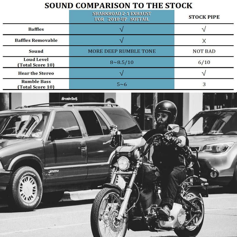 SHARKROAD 2-1 Exhaust System For Harley Sportster Touring Softail 1984-Up Black