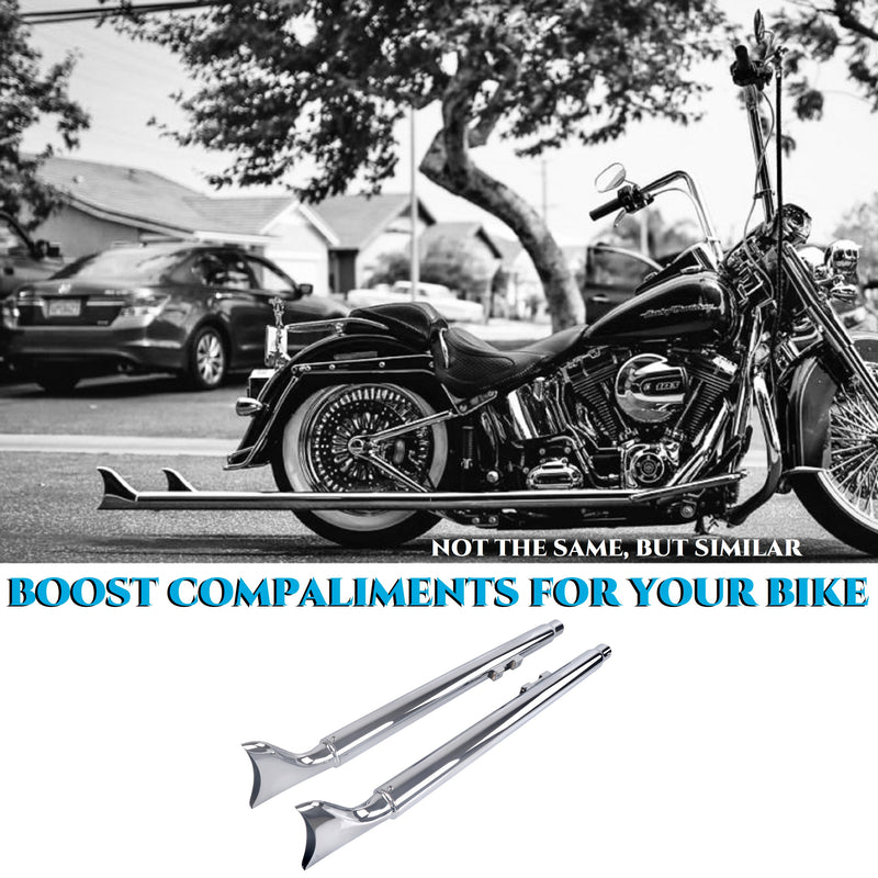True Duals With Fishtail Mufflers for Harley Softail 2007-2017 with 39" fishtail