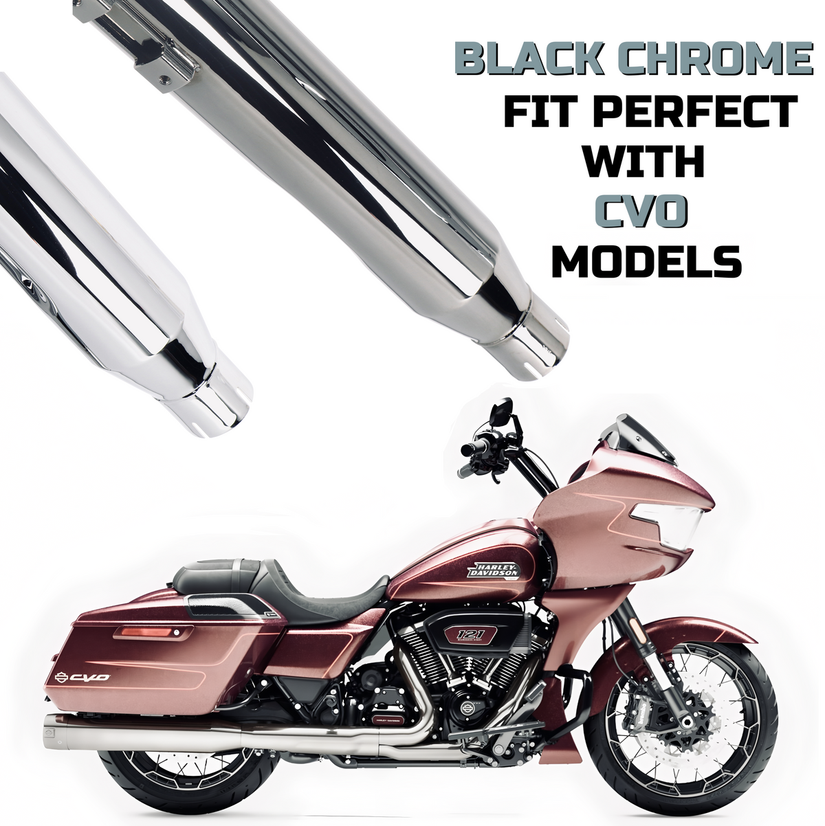 Sharkroad 4.5 cal Slip-On Mufflers for 1995-UP Harley Touring - Torche