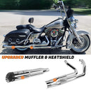 SHARKROAD 2 into 1 Exhaust With 5 inch Slip on Muffler for Harley Davidson Touring 1995-2016