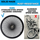 21X3.5" for 2008-UP Harley Softail Front Fat Spoke Wheel SD Black