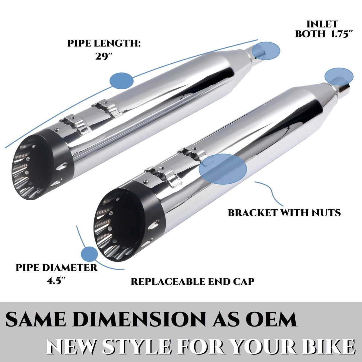 Sharkroad 4.5'' Slip On Mufflers for Harley Triglide 09-25, for Bold C