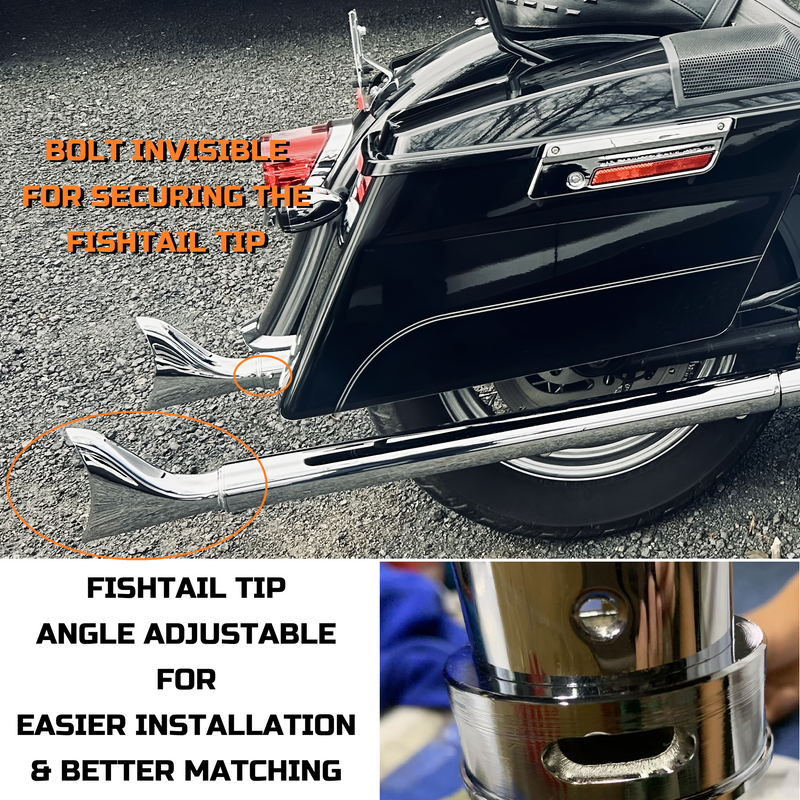 SHARKROAD True Dual Headers with Fishtail Mufflers for Harley Softail Exhaust Heritage and Deluxe 2018-Later Models