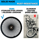 Stainless Steel Fat Spokes 21 Inch Front Black Wheel Dual Disc for 00-upTouring Harley Davidson Wheels Rims
