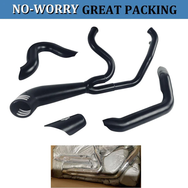 SHARKROAD Black 2 into 1 Exhaust for Harley Softail Exhaust