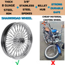 21*3.5''  2008-later Harley Touring Stainless Steel Spokes Front Dual Wheels Bearing