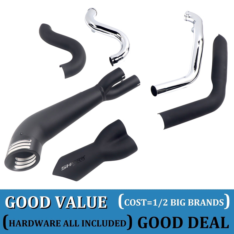 SHARKROAD 2 Into 1 Exhaust Pipes for Harley Touring 1995-2016 Full Exh