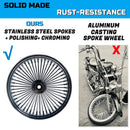 18"x4.25" Fat Spoke Rear Wheel for 2000-2007 Harley Touring/Softail/Dyna/ Sportster –Chrome Rim w/ Dual Bearings, Stainless Steel 3/8'' Solid Spokes