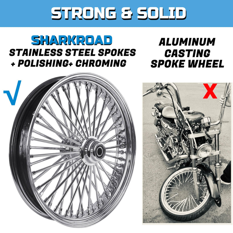 SHARKROAD 52 Spokes 21*3.5 Inch Front Wheel Single Disc Non-ABS for 2008-up Harley Softail Wheels & Harley Dyna Wheels Custom