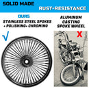 16*3.5" Rear Wheel Chrome Fat Spokes Rim for 00-07 Harley Dyna/Softail/Touring – Dual Bearing (1" & 3/4") w/ Reducer