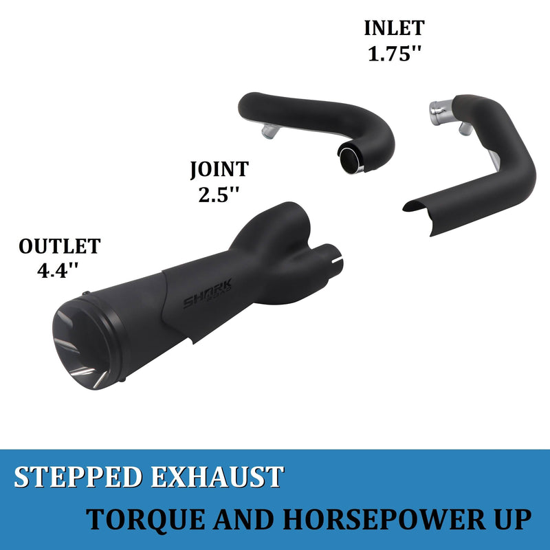 Sharkroad Cerakote Ceramic Coating 2-Into-1 Exhaust for 1995-2016 Harley Touring-Sound Great