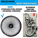 18"x3.5" Chrome Fat Spoke Rear Wheel for Harley 2000-2007 Touring/Dyna/Softail/Sportster (3.5" Rim), Stainless Steel 3/8'' Solid Spokes for Durable Lasting BACK ORDER