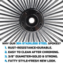 16*3.5" Rear Wheel Chrome Fat Spokes Rim for 00-07 Harley Dyna/Softail/Touring – Dual Bearing (1" & 3/4") w/ Reducer