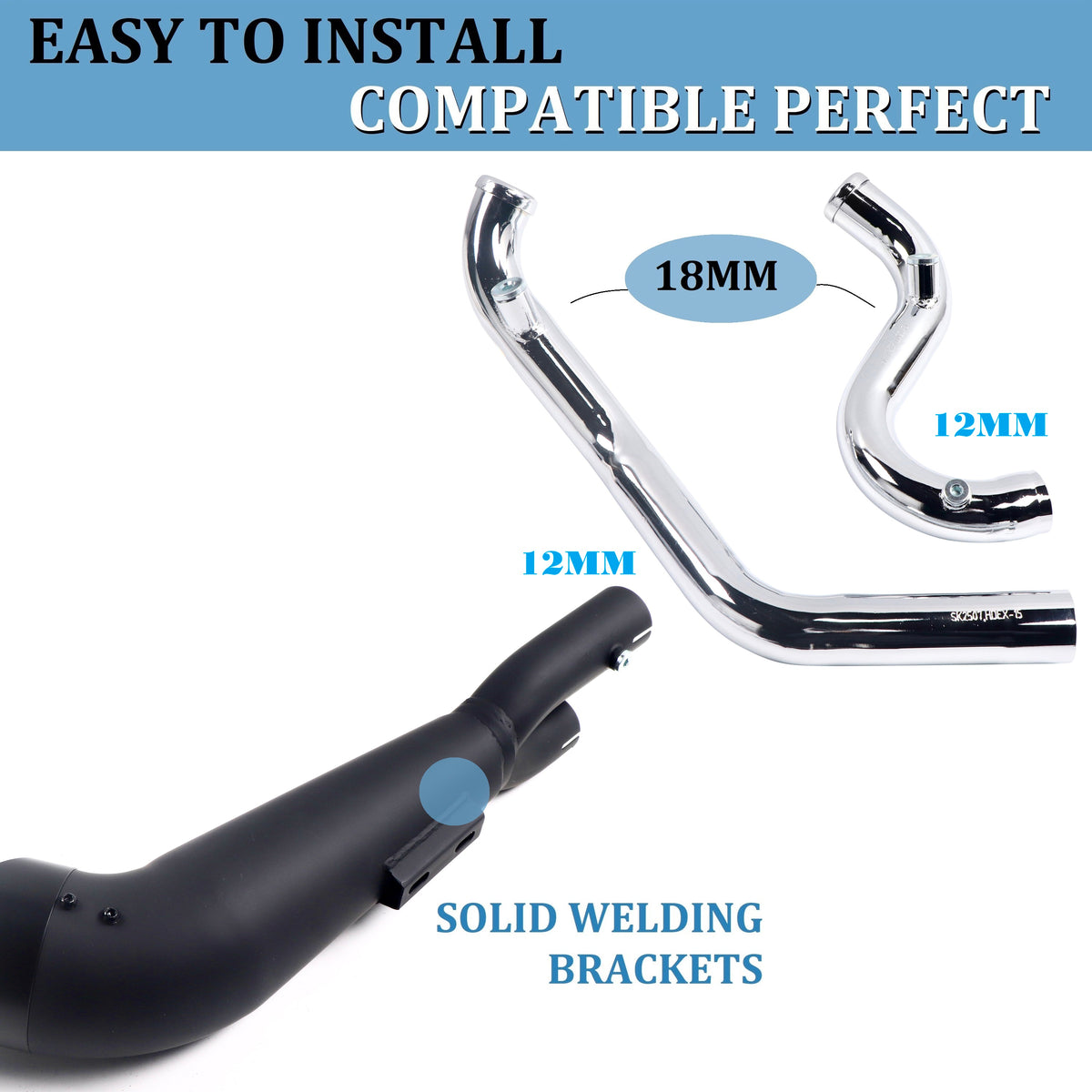 SHARKROAD 2 Into 1 Exhaust Pipes for Harley Touring 1995-2016 Full Exh