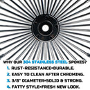 18"x3.5" Chrome Fat Spoke Rear Wheel for Harley 2000-2007 Touring/Dyna/Softail/Sportster (3.5" Rim), Stainless Steel 3/8'' Solid Spokes for Durable Lasting BACK ORDER