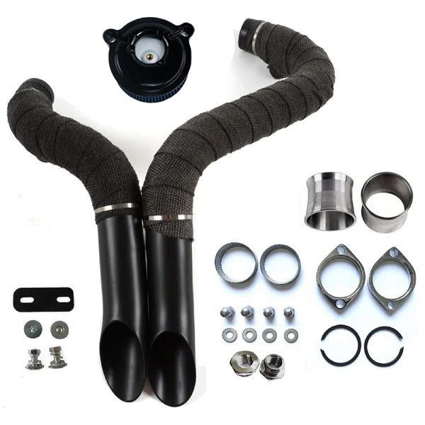 1984-UP 2" LAF Drag Pipes Wrapped Exhaust For Harley Softail Sportster 883