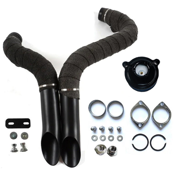1984-UP 2" LAF Drag Pipes Wrapped Exhaust For Harley Softail Sportster 883