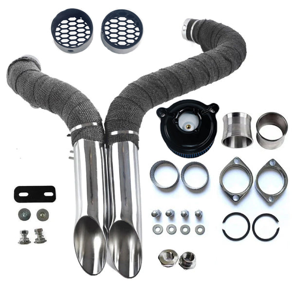 1984-UP 2" LAF Drag Pipes Wrapped Exhaust For Harley Softail Sportster 883