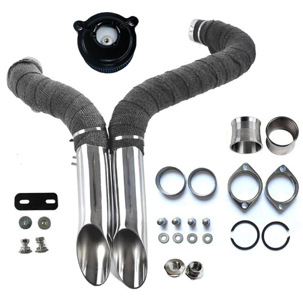 1984-UP 2" LAF Drag Pipes Wrapped Exhaust For Harley Softail Sportster 883