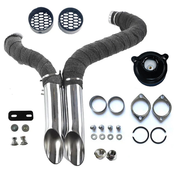 1984-UP 2" LAF Drag Pipes Wrapped Exhaust For Harley Softail Sportster 883