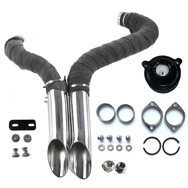 1984-UP 2" LAF Drag Pipes Wrapped Exhaust For Harley Softail Sportster 883