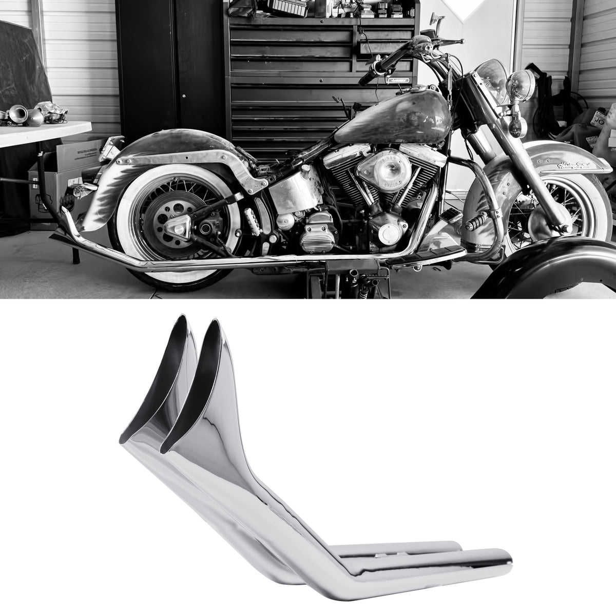 SharkRoad Upswept Fishtail Slip Ons for True Dual Exhaust Systems Harl, image size:1200x1200