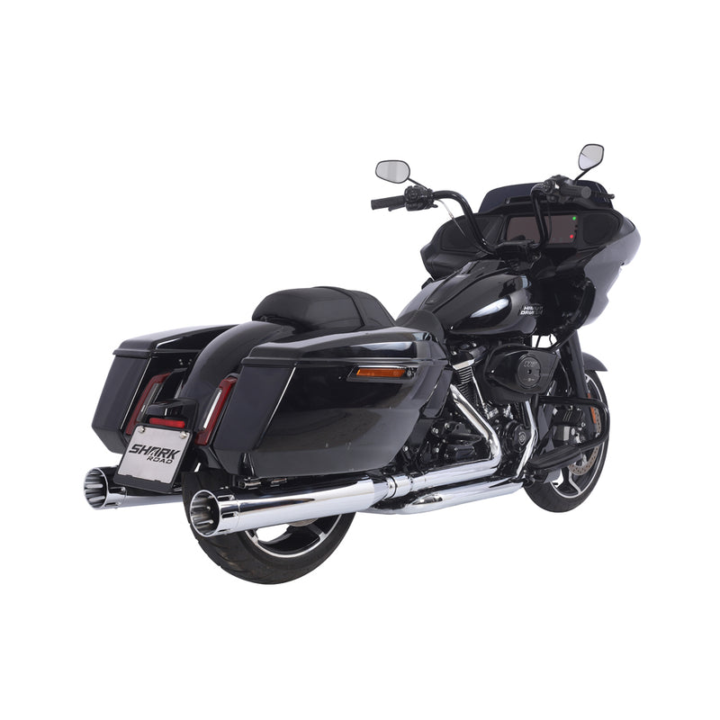 Sharkroad Harley Touring M8 2017-UP 4.5” Chrome Slip On Mufflers PRO B