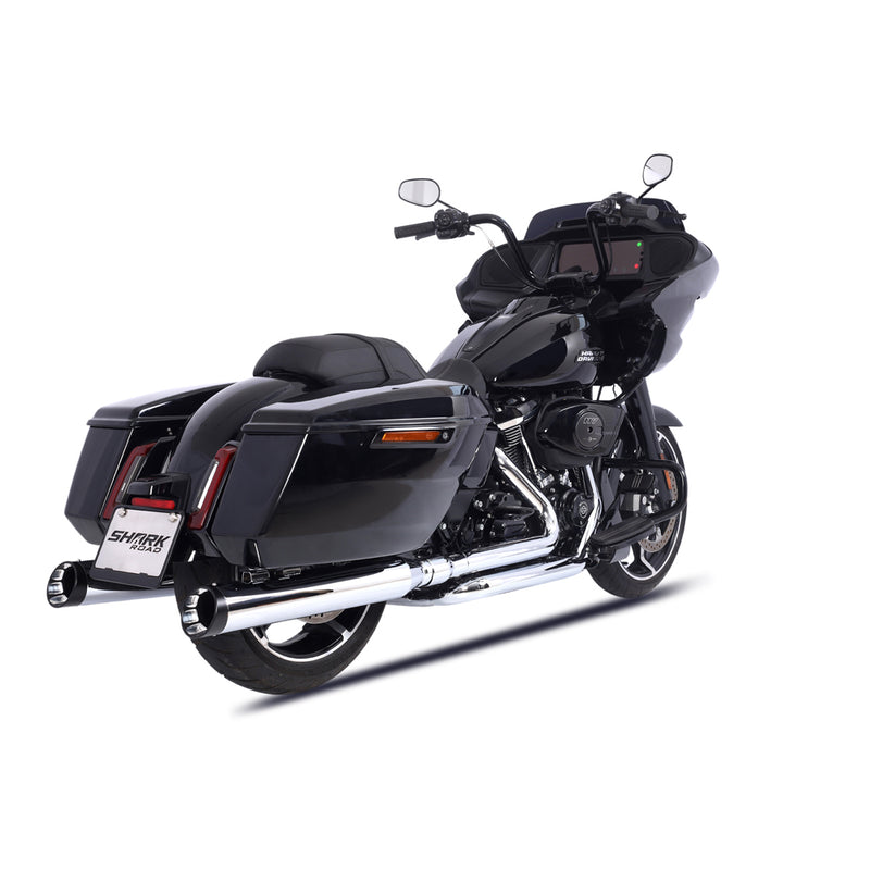 Sharkroad 4.0” Chrome Slip On Mufflers Exhaust for Harley Touring 1995