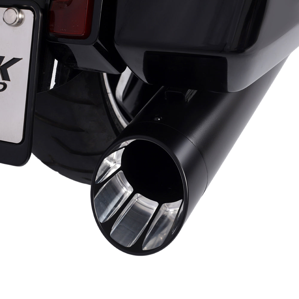 Sharkroad Harley Touring 2017-UP 4.5” Black Slip On Mufflers PRO BAFFL