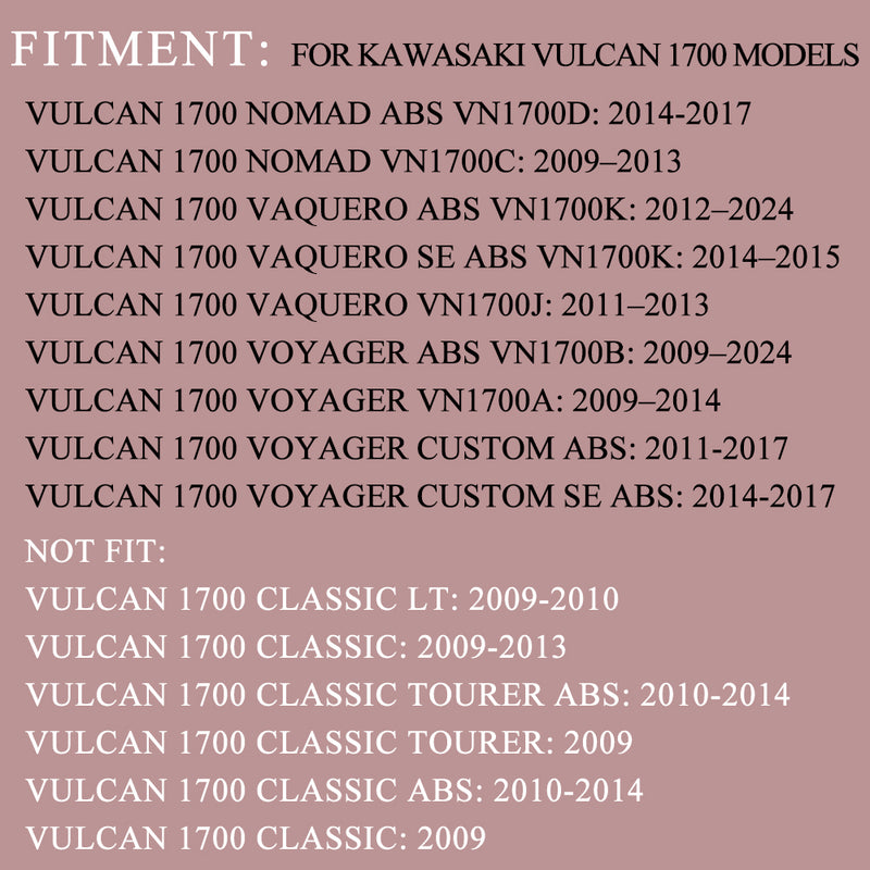 Black Exhaust for Kawasaki Vulcan Tourers, Slip-On Pipes for Kawasaki Vulcan Vaquero 1700 and Kawasaki Vulcan Voyager 1700 Touring Models