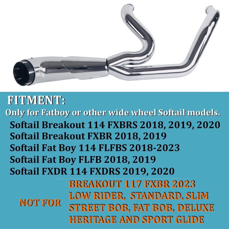 SHARKROAD 2-into-1 Exhaust for Harley Softail Exhaust Pipes, Enhance 2018-up Softail Models