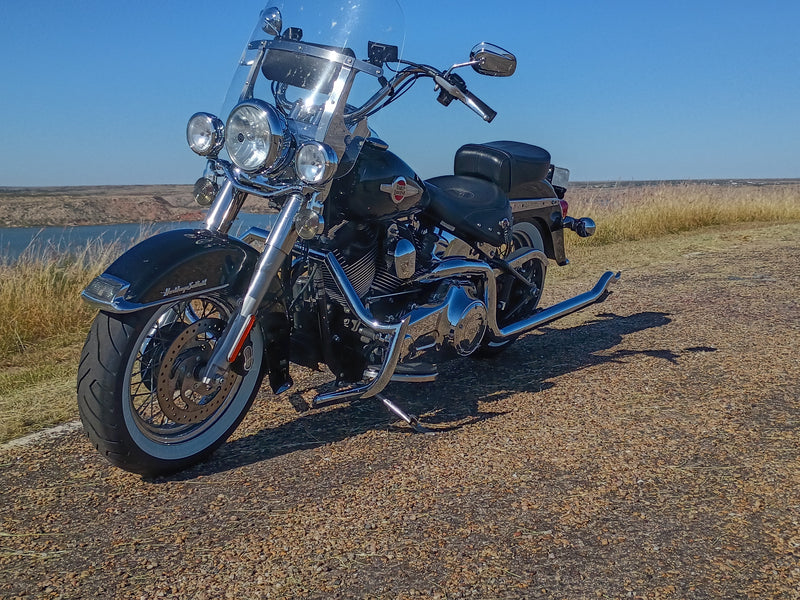 Sharkroad Flame Style True Duals With Fishtail Mufflers for Harley Sof