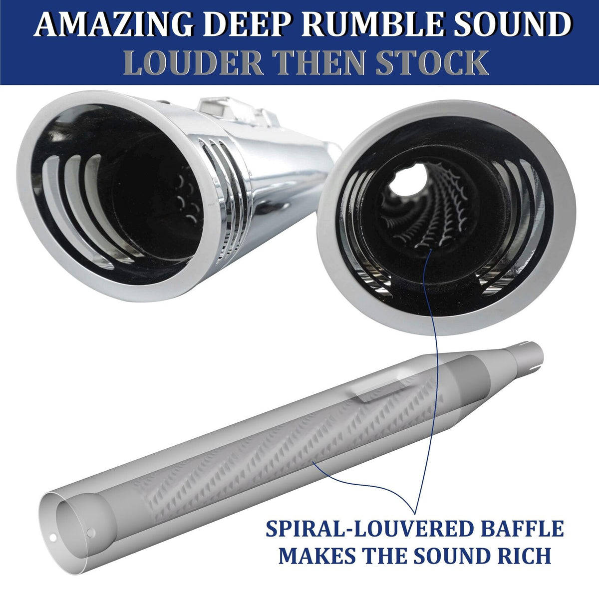 SHARKROAD Ceramic No fading 4.0 Inch Slip Exhaust for Harley Slip On M