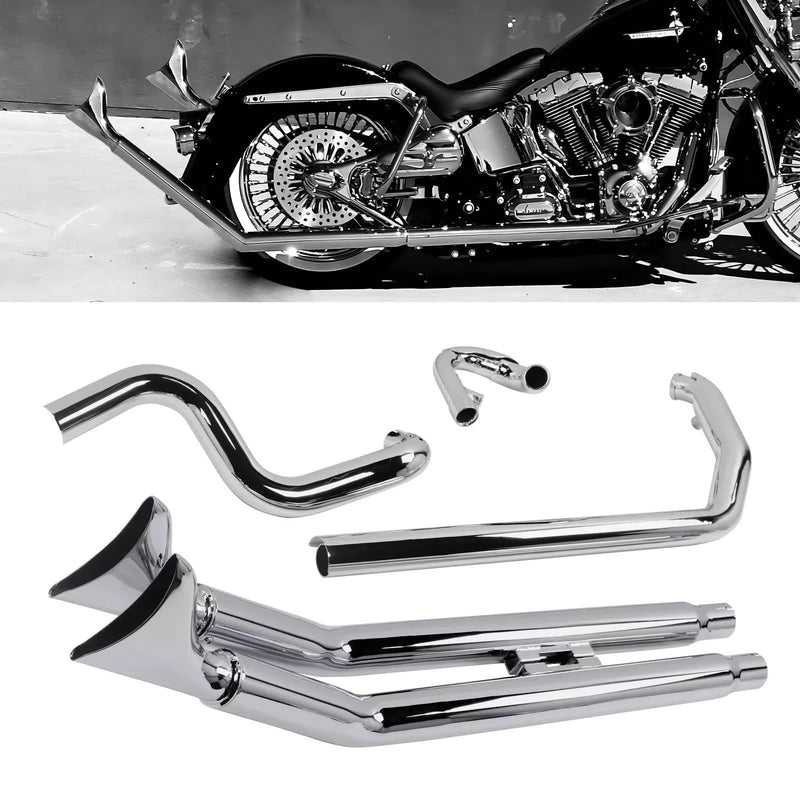 SHARKROAD Upswept True Dual for 2000-2017 Softail Slim Exhaust, Heritage Exhaust