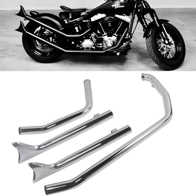 SharkRoad Fishtail Upsweeps for 86-17 Narrow Tire Harley Softail Exhaust Pipes Upgrading