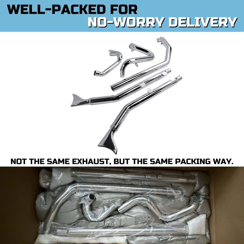 SHARKROAD True Dual Header W/ Fishtail Mufflers for Harley Softail 18-