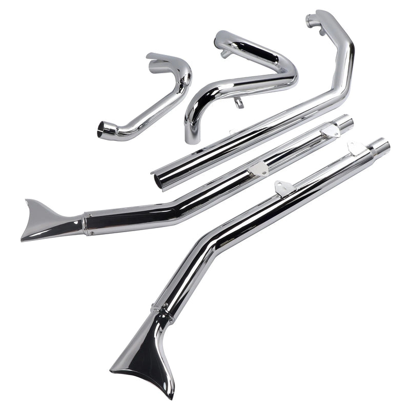 SHARKROAD True Dual Header W/ Fishtail Mufflers for Harley Softail 18-