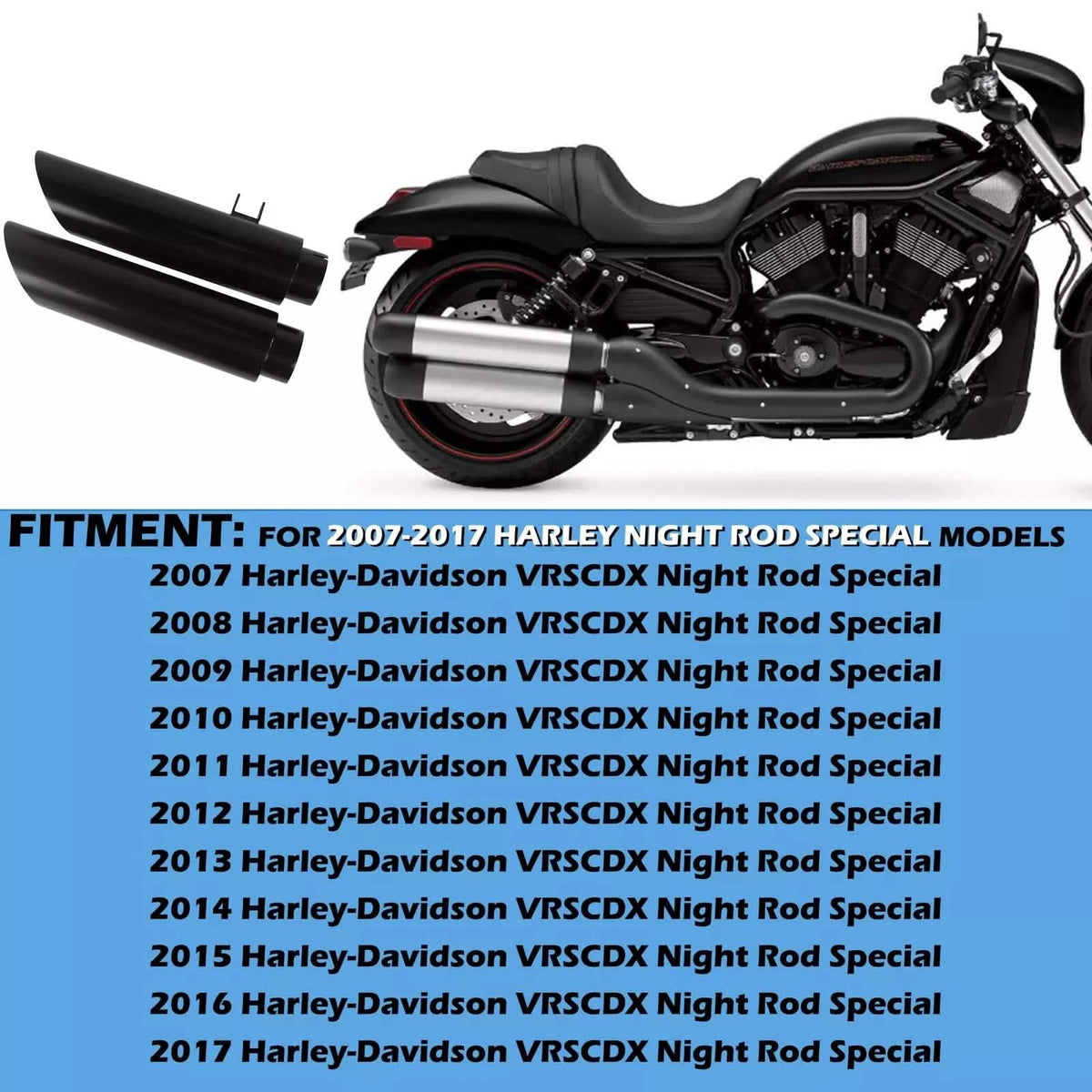 3.5'' Baffled Slash Cut Mufflers for 07-17 Harley Vrod Night Rod Speci