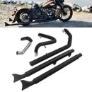 SHARKROAD Fishtail True Dual Black Ceramic Softail Exhaust for 2018-up Heritage Models