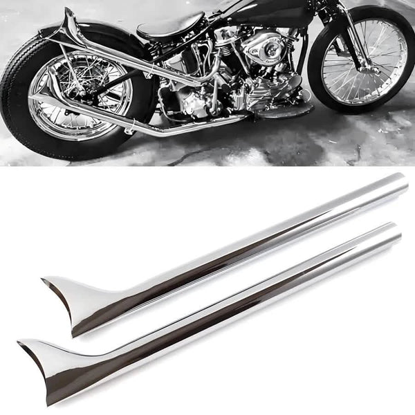 30" 1-7/8'' Fishtail Muffler Pipe Extension for Motorcycle Exhaust Header Chrome