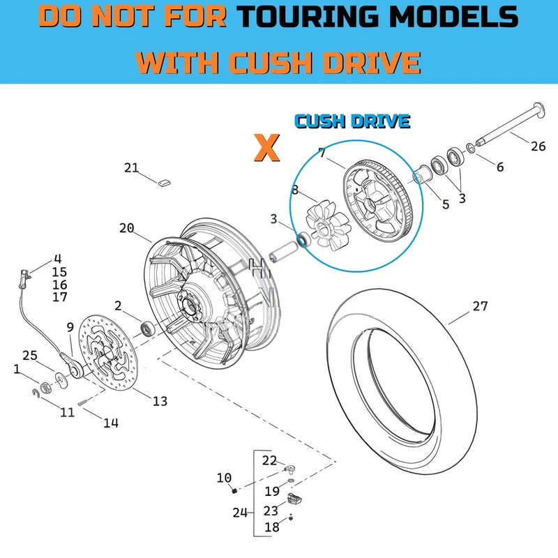 18*3.5'' Rear Wheel Fat Spokes for 08-up Softail/Dyna/Sportster With ABS Wheel