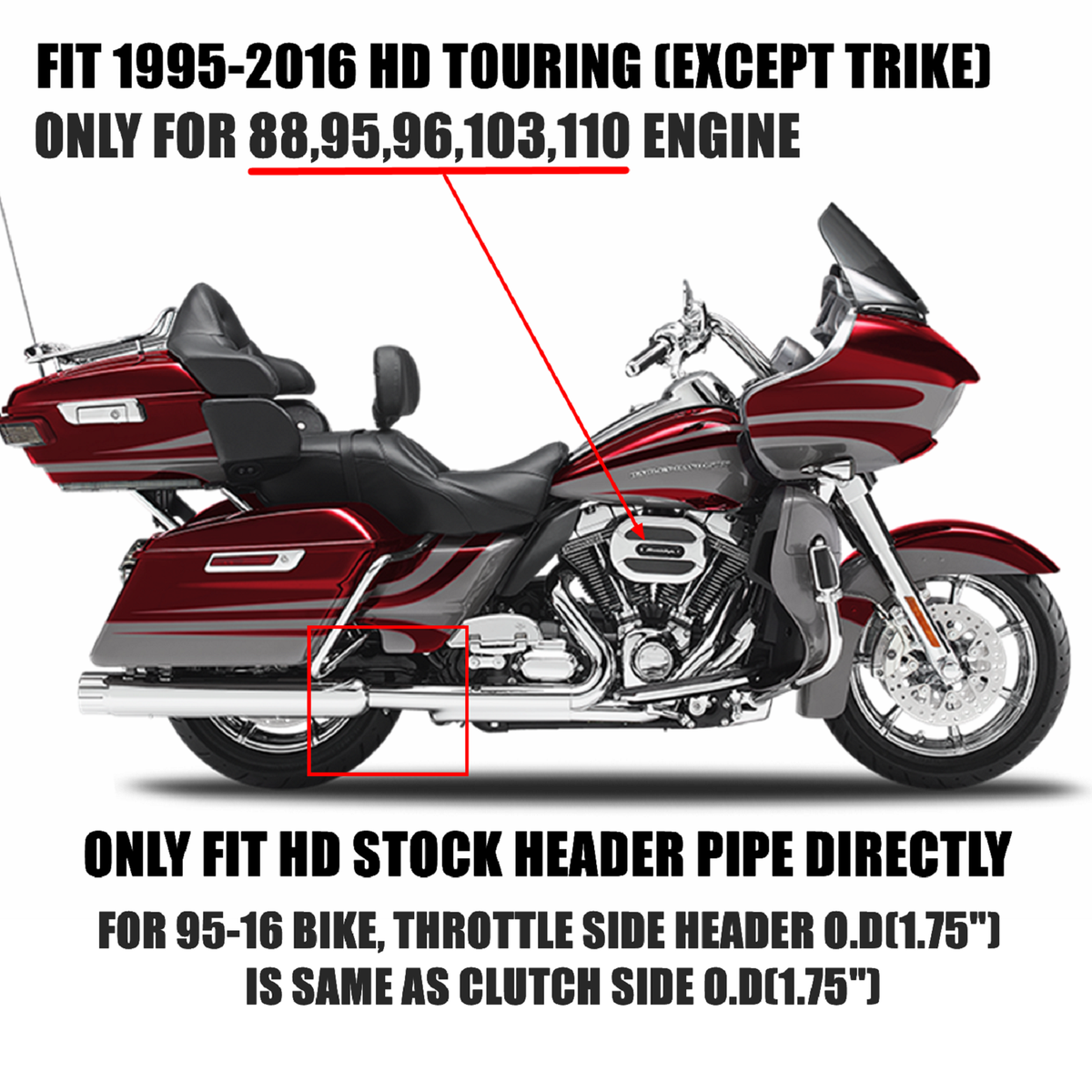 Sharkroad 4.0” Chrome Slip On Mufflers Exhaust for Harley