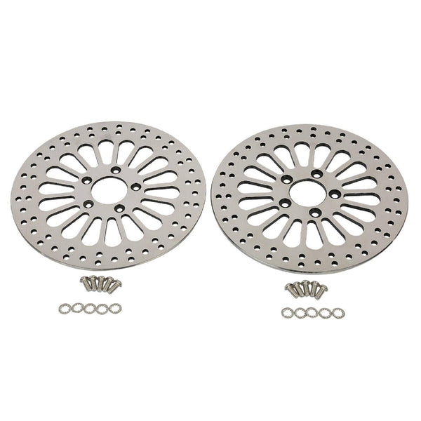 11.8'' 1 Piece Front and 1 Piece Rear Brake Rotors for Harley Davidson 2008-2013 Touring Models, Road King, Street Glide, Road Glide, Ultra Limitid Brake Rotor Upgrade, No-rust High Polished HDRT-1104 - SHARKROAD