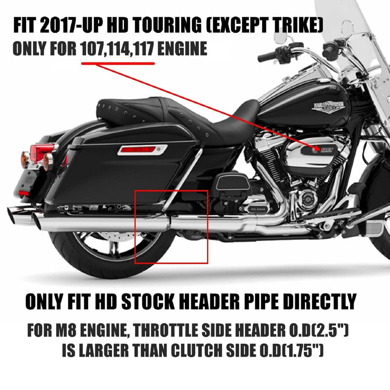 Chrome 4.5" Slip On Muffler Exhaust for Harley Touring 2017-2021 NO-BAFFLE-LOUD HDMF-451718CB - SHARKROAD